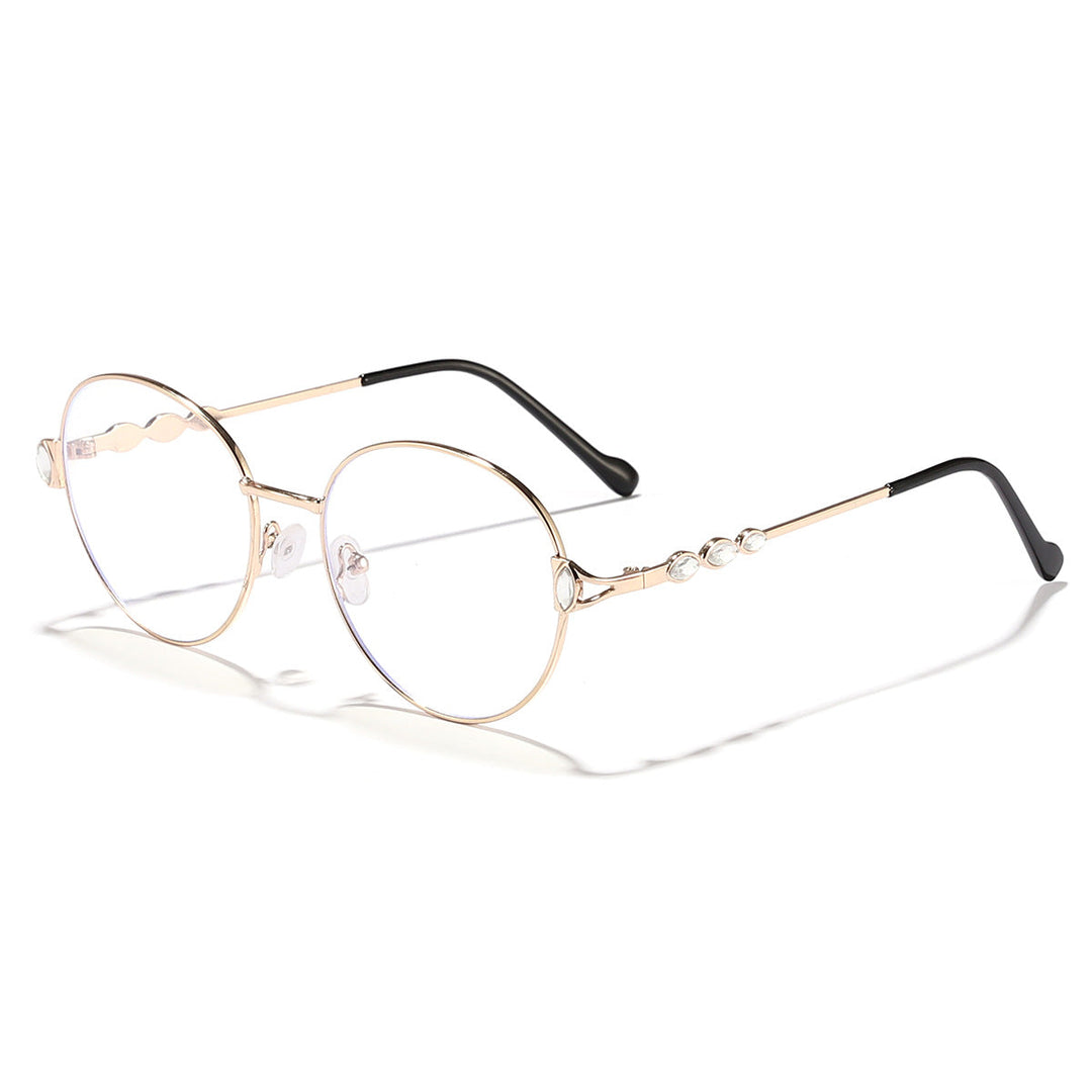 Damskie okrągłe okulary przeciwsłoneczne z elegancką metalową oprawą i lustrzanymi soczewkami