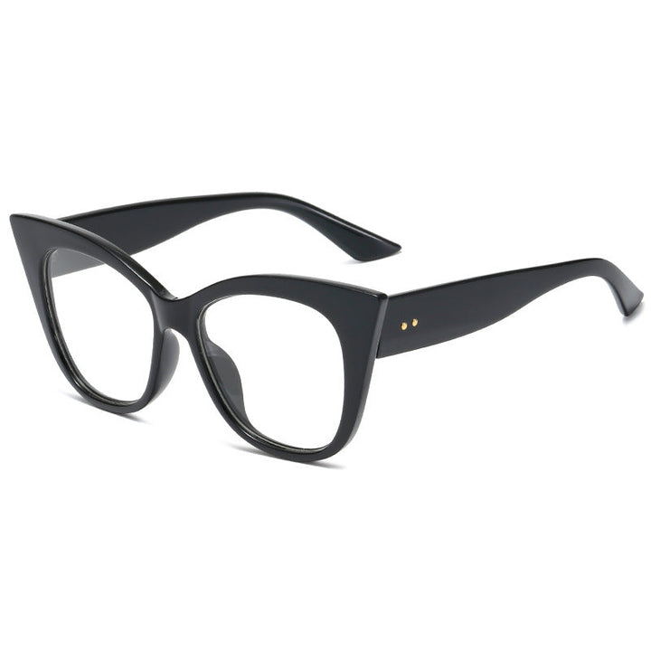 Kobiece ekstrawaganckie okulary przeciwsłoneczne w kocim kształcie z lustrzanymi soczewkami