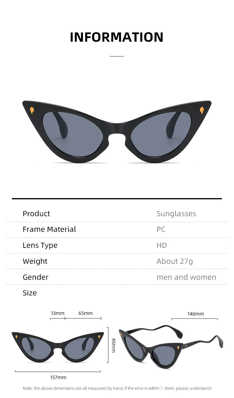 Kobiece Okulary Przeciwsłoneczne w Kształcie Kociego Oka z Lustrzanymi Soczewkami i Eleganckimi Detalami