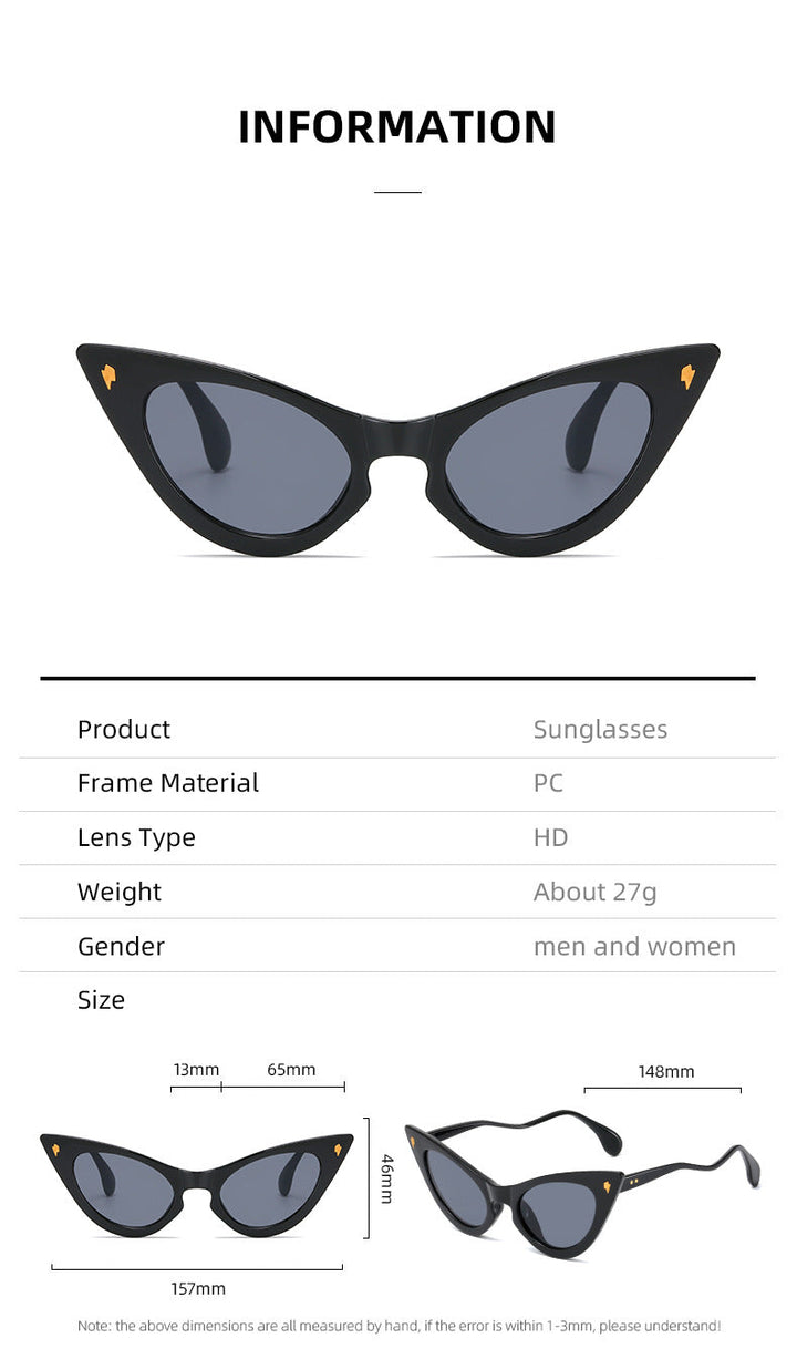 Kobiece Okulary Przeciwsłoneczne w Kształcie Kociego Oka z Lustrzanymi Soczewkami i Eleganckimi Detalami