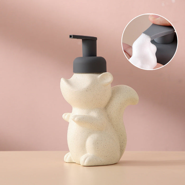 Ceramiczny dozownik do mydła, Pompka piankowa w kształcie wiewiórki, Butelka łazienkowa, Design zwierzęcy, Uzupełnialna wielokrotnego użytku pompka do lotionu do łazienki i kuchni, 510ml/17.2oz
