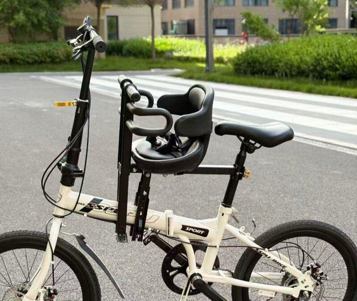 padded child bike safety seat with high back and five-point harness