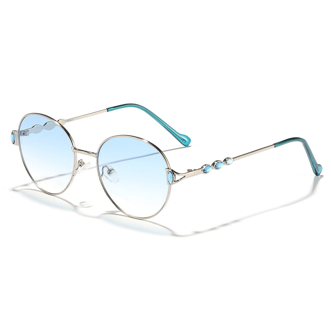 Damskie okrągłe okulary przeciwsłoneczne z elegancką metalową oprawą i lustrzanymi soczewkami