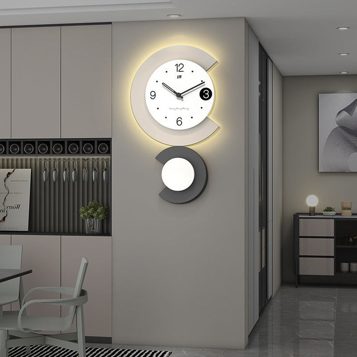 Nowoczesny Cichy Zegar Ścienny z Lampą LED do Salonu