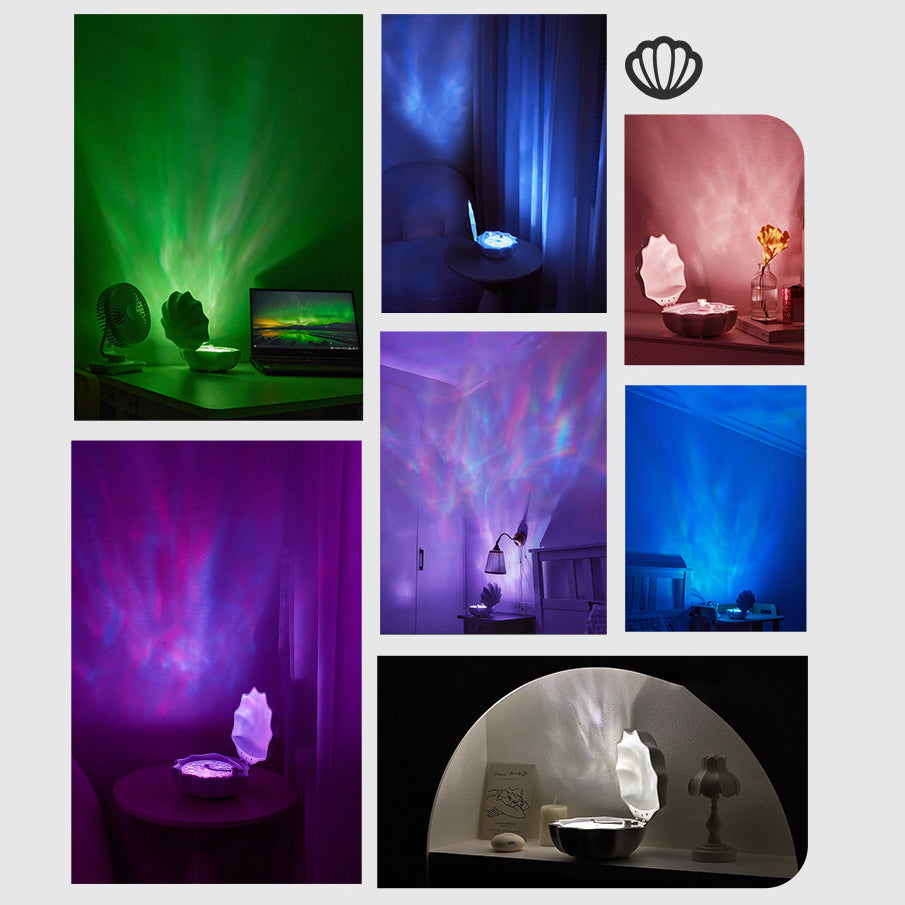 Lampa Muszelkowa Fale Retro Bluetooth Gramofon LED Nocna Lampka - Idealny Prezent dla Dzieci i Dziewczyn