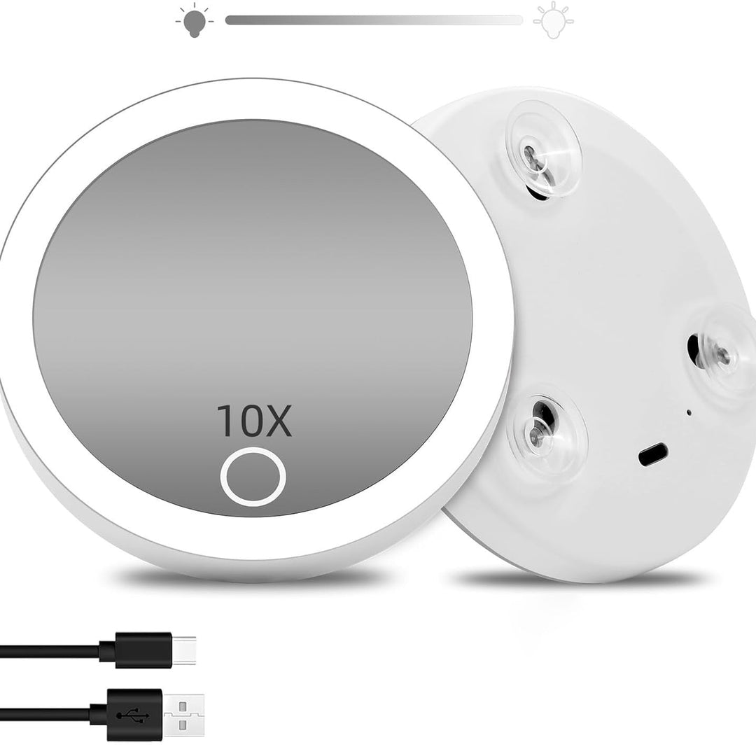 Lustro powiększające TenX LED z przyssawką i czujnikiem dotykowym, ładowane przez USB, przenośne