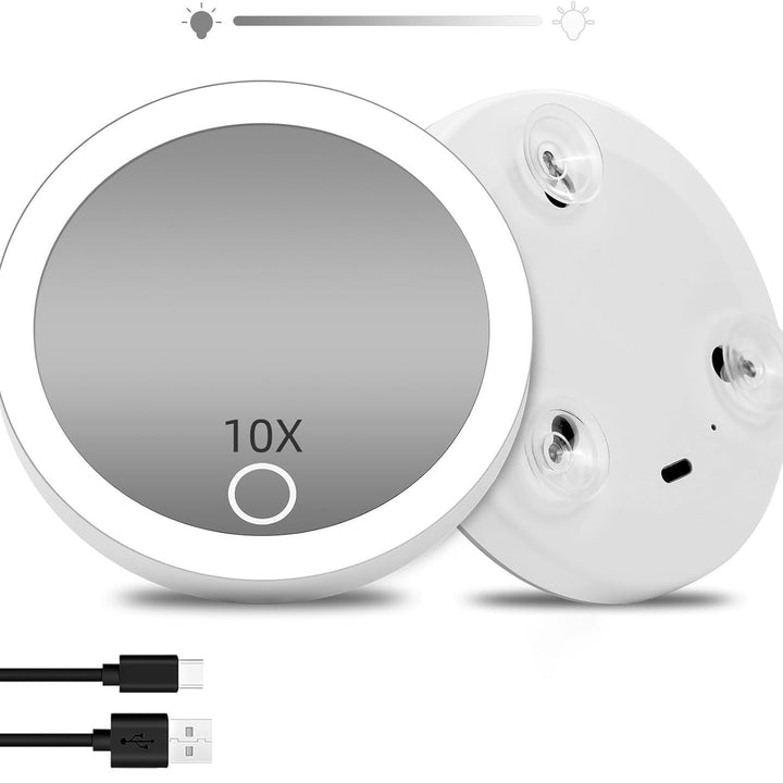 Lustro powiększające TenX LED z przyssawką i czujnikiem dotykowym, ładowane przez USB, przenośne