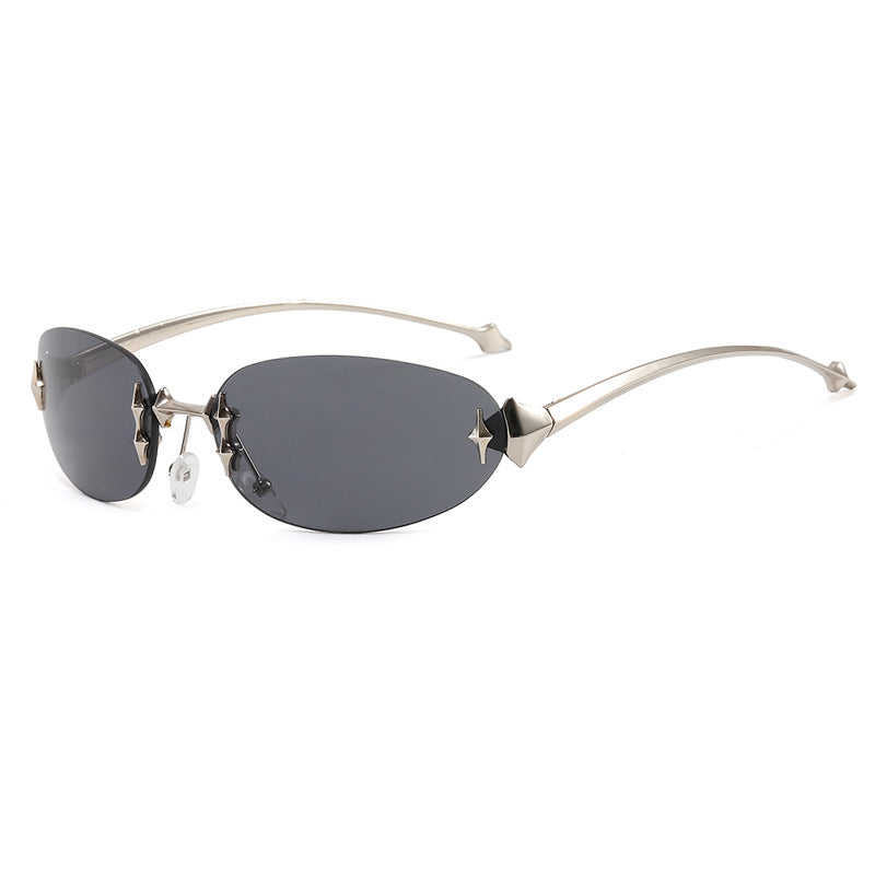 Damskie modne okulary przeciwsłoneczne w futurystycznym designie z lustrzanym ramkiem