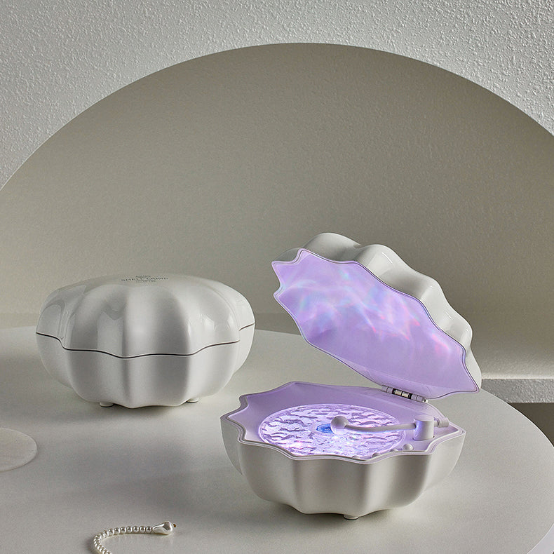 Lampa Muszelkowa Fale Retro Bluetooth Gramofon LED Nocna Lampka - Idealny Prezent dla Dzieci i Dziewczyn