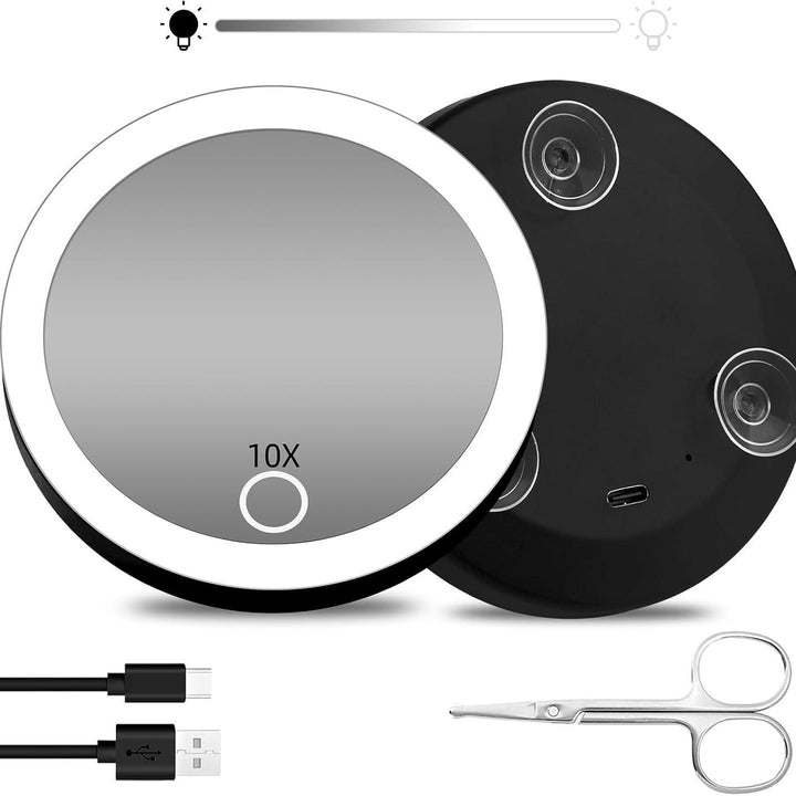 Lustro powiększające TenX LED z przyssawką i czujnikiem dotykowym, ładowane przez USB, przenośne
