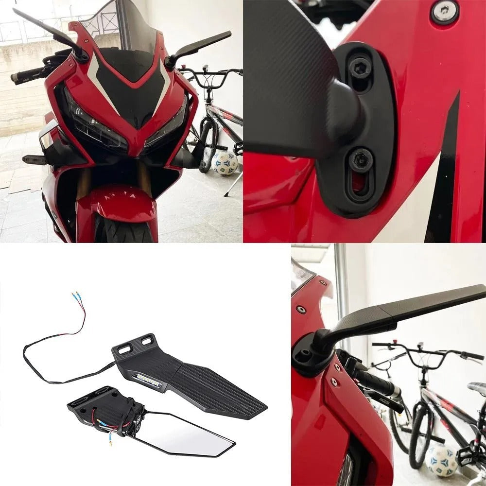 Zestaw lusterek motocyklowych zintegrowanych z sygnalizacją LED