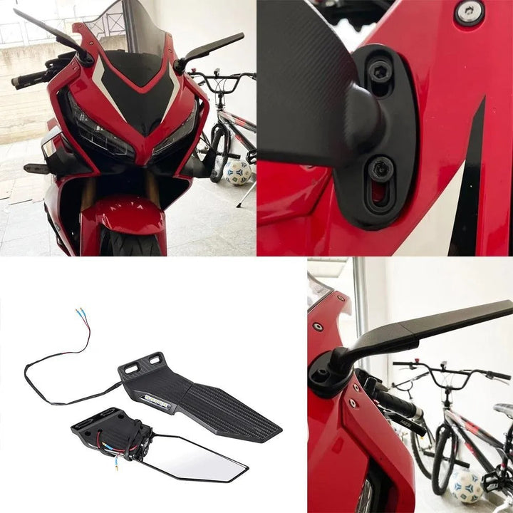 Zestaw lusterek motocyklowych zintegrowanych z sygnalizacją LED