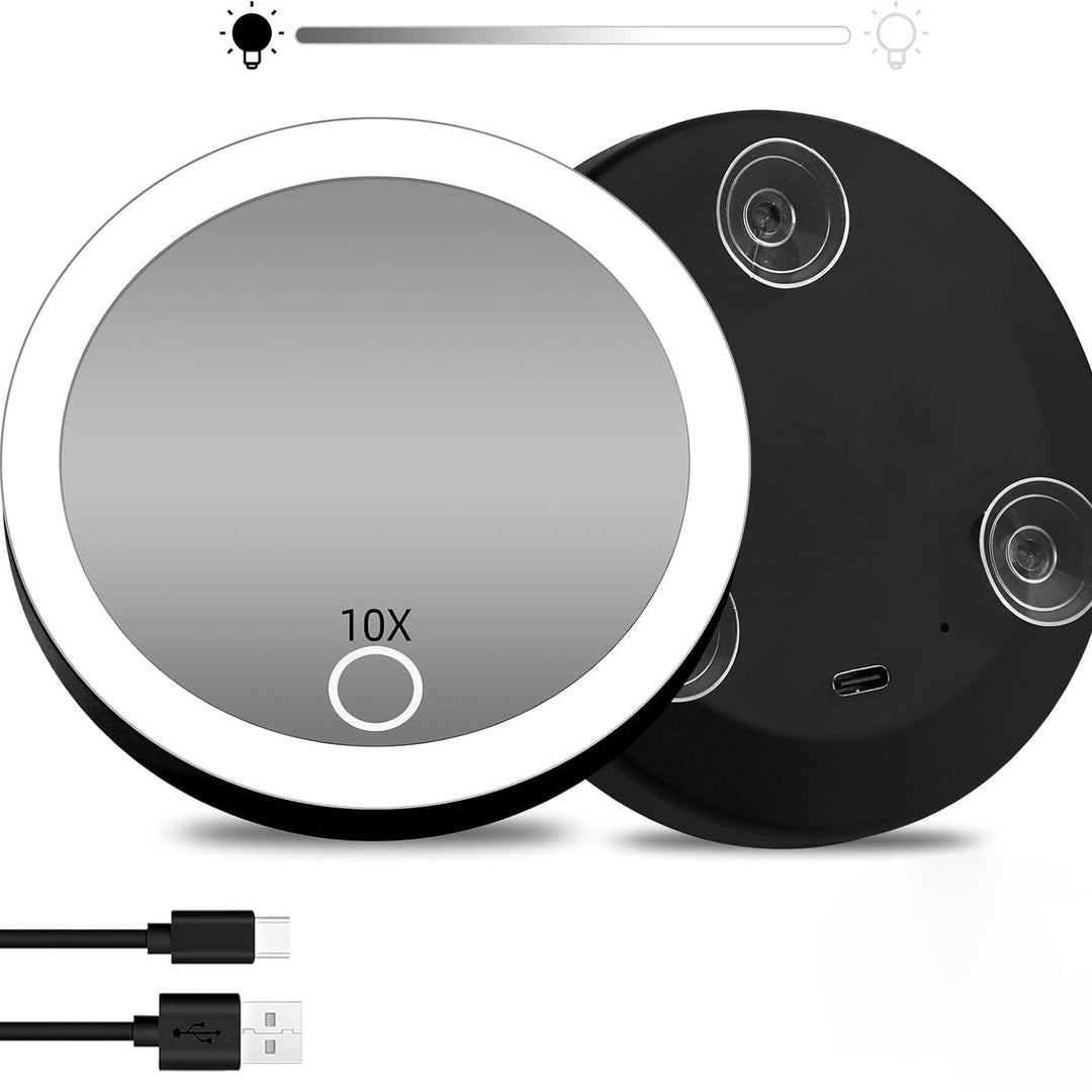 Lustro powiększające TenX LED z przyssawką i czujnikiem dotykowym, ładowane przez USB, przenośne