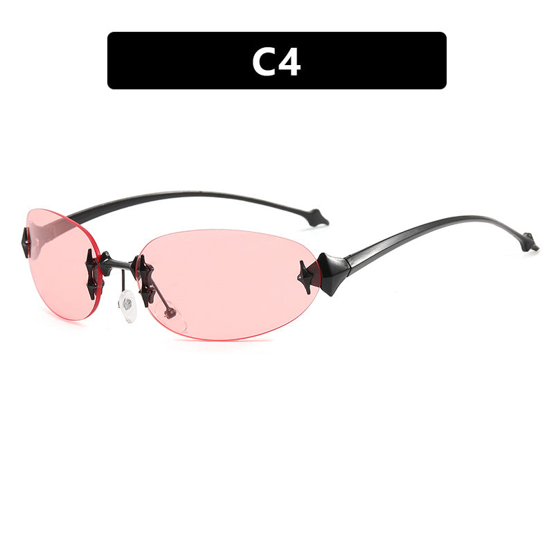 Damskie modne okulary przeciwsłoneczne w futurystycznym designie z lustrzanym ramkiem