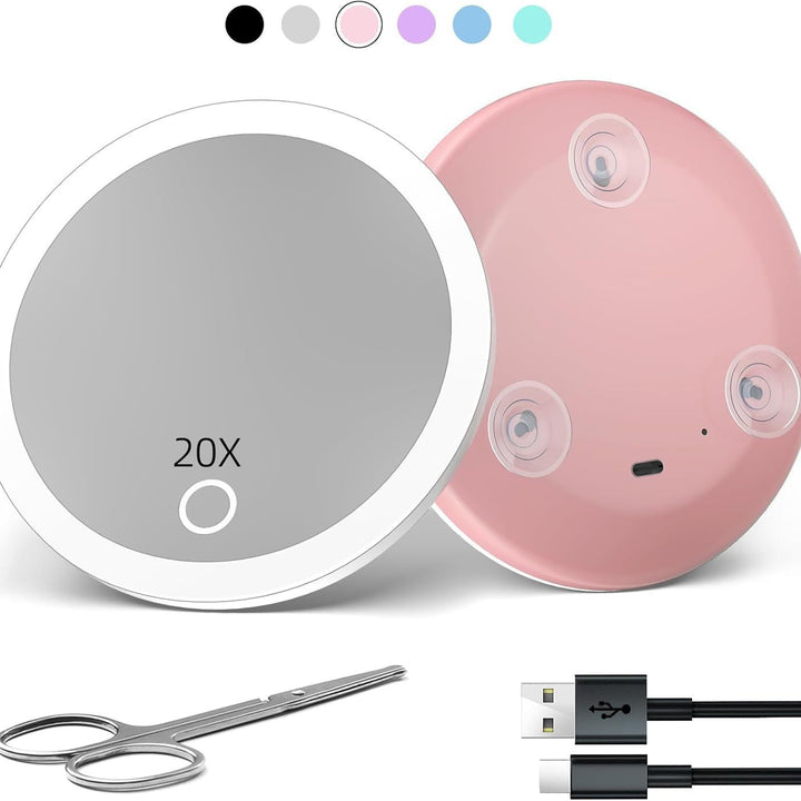 Lustro powiększające TenX LED z przyssawką i czujnikiem dotykowym, ładowane przez USB, przenośne
