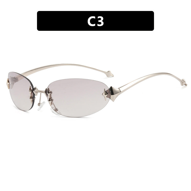 Damskie modne okulary przeciwsłoneczne w futurystycznym designie z lustrzanym ramkiem