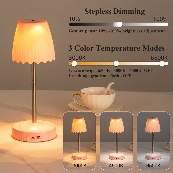 Wiralna Lampa Nocna z Bezprzewodowym Ładowaniem, Kreatywna Lampa Atmosferyczna na Nocny Stolik