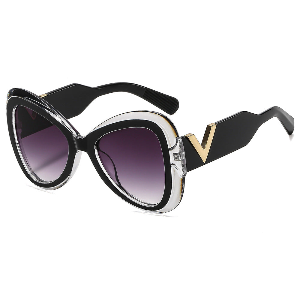 Damskie okulary przeciwsłoneczne w kształcie kocich oczu z luksusową oprawą i lustrzanymi soczewkami