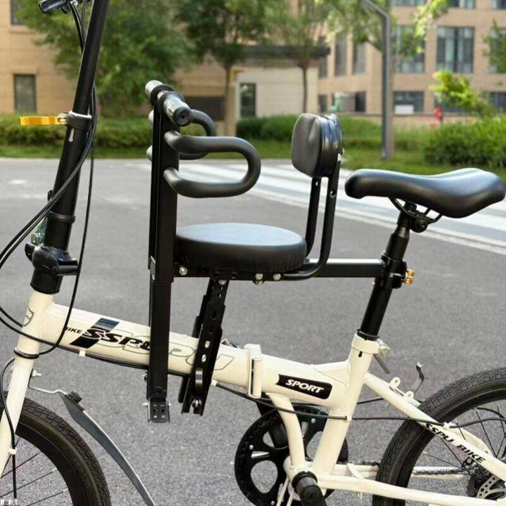 padded child bike safety seat with high back and five-point harness