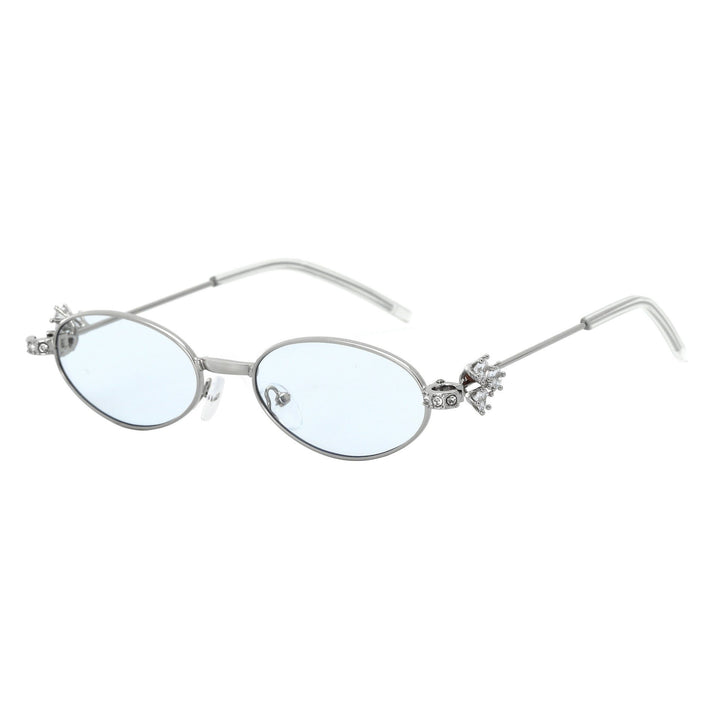 Damskie Okulary Przeciwsłoneczne od Projektanta z elegancką, lustrzaną oprawą i stylowymi zdobieniami
