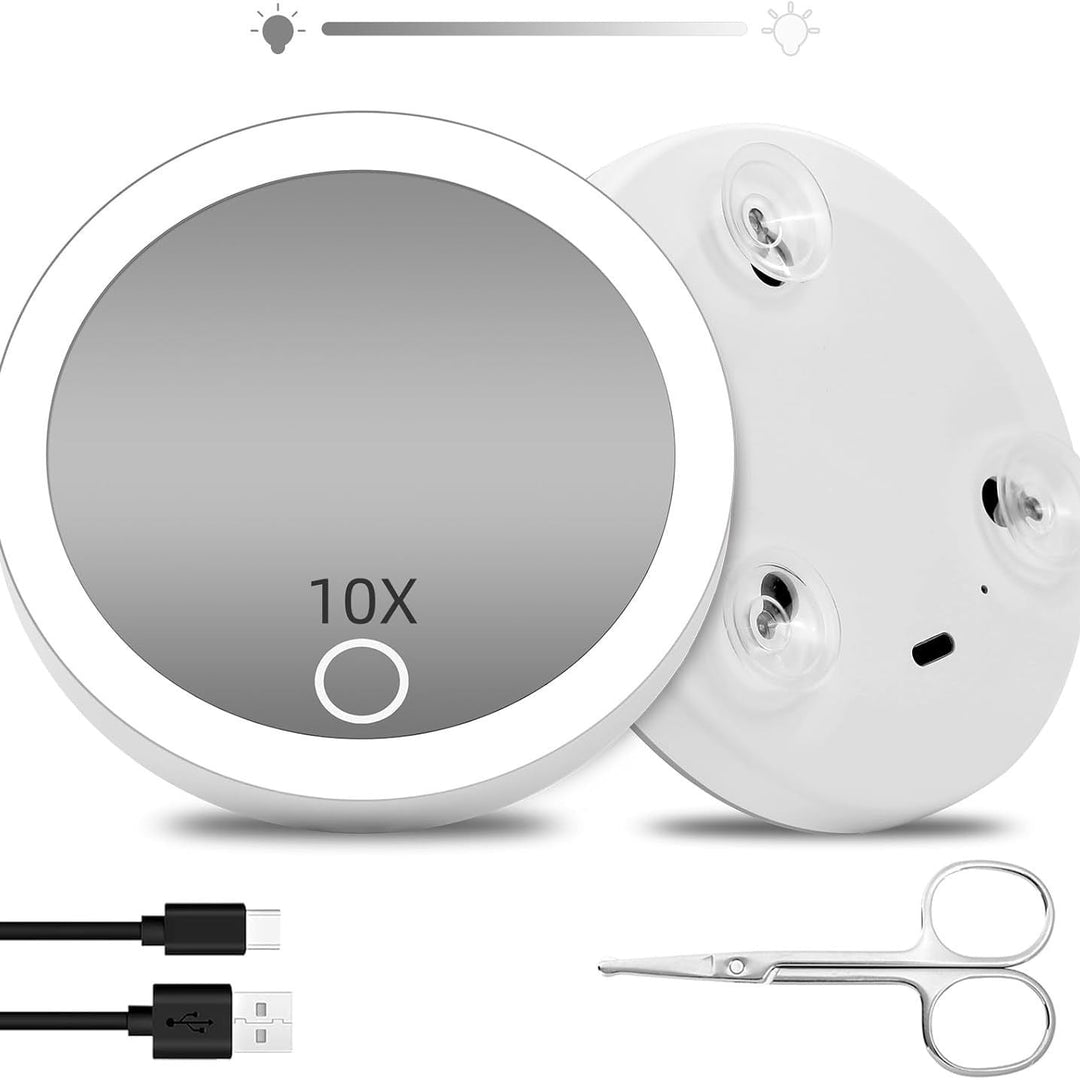 Lustro powiększające TenX LED z przyssawką i czujnikiem dotykowym, ładowane przez USB, przenośne