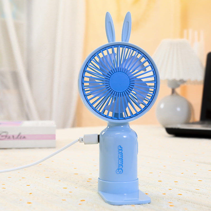 Kobiecy przenośny wentylator mini USB z podświetleniem LED, składanym stojakiem i uroczym designem