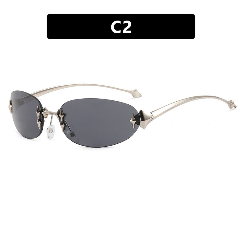 Damskie modne okulary przeciwsłoneczne w futurystycznym designie z lustrzanym ramkiem