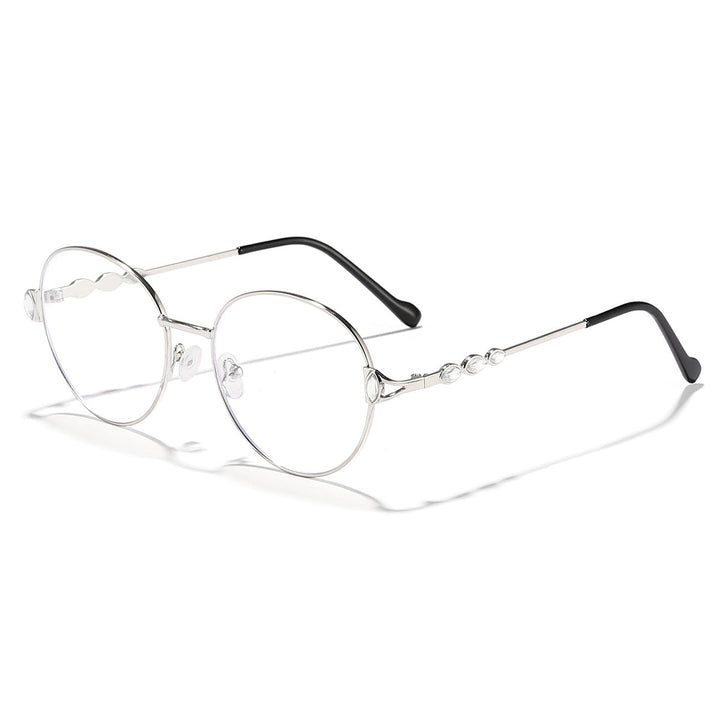 Damskie okrągłe okulary przeciwsłoneczne z elegancką metalową oprawą i lustrzanymi soczewkami