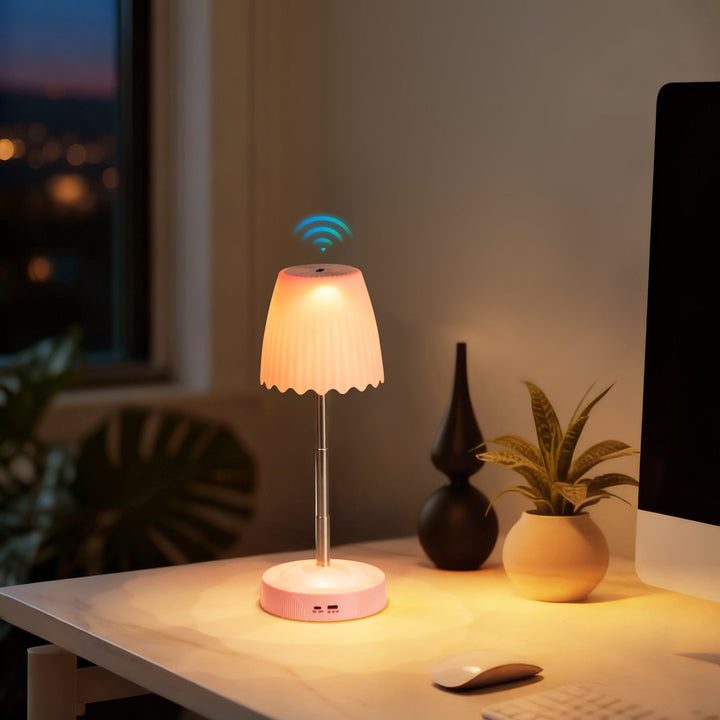 Wiralna Lampa Nocna z Bezprzewodowym Ładowaniem, Kreatywna Lampa Atmosferyczna na Nocny Stolik