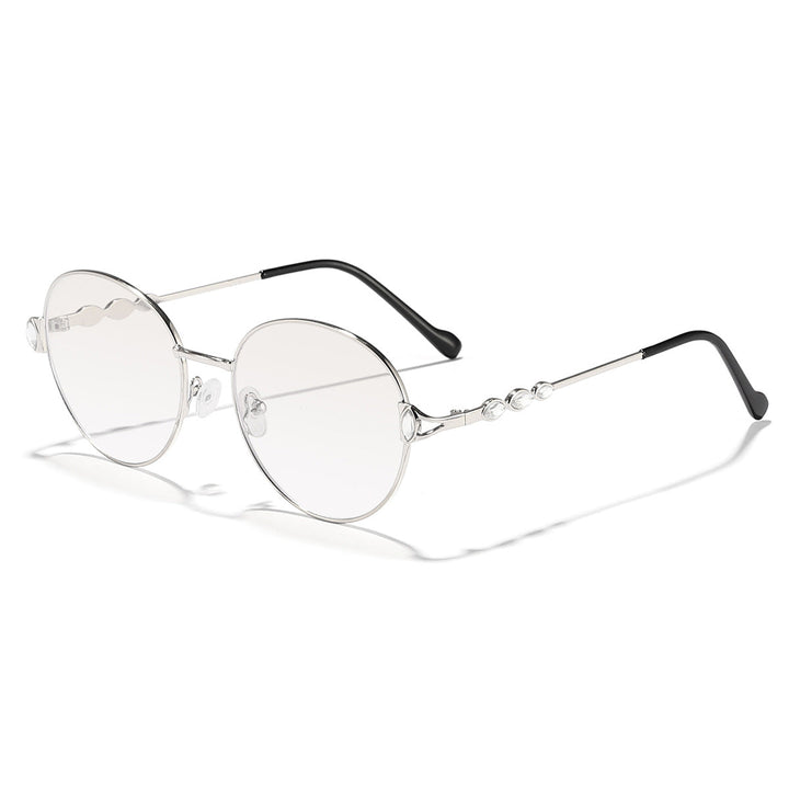 Damskie okrągłe okulary przeciwsłoneczne z elegancką metalową oprawą i lustrzanymi soczewkami