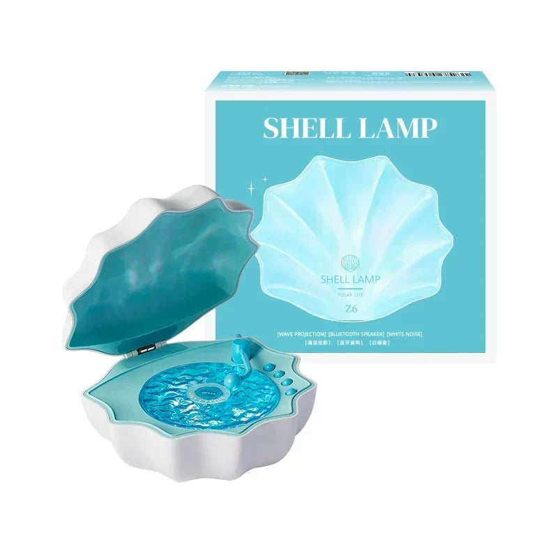 Lampa Muszelkowa Fale Retro Bluetooth Gramofon LED Nocna Lampka - Idealny Prezent dla Dzieci i Dziewczyn