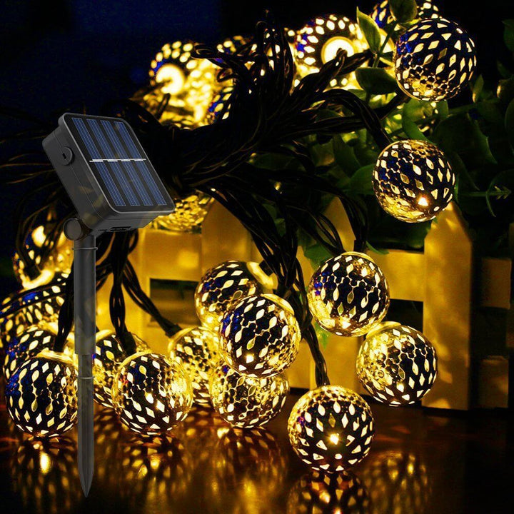 Solarne Lampki Świąteczne z Maroka, kolorowe LED, Ozdoba z Żelaza na Zewnątrz