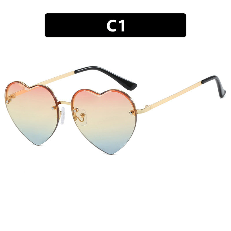 Kobiece Okulary Przeciwsłoneczne w Kształcie Serca z Lustrzanymi Soczewkami i Modną Metalową Ramą