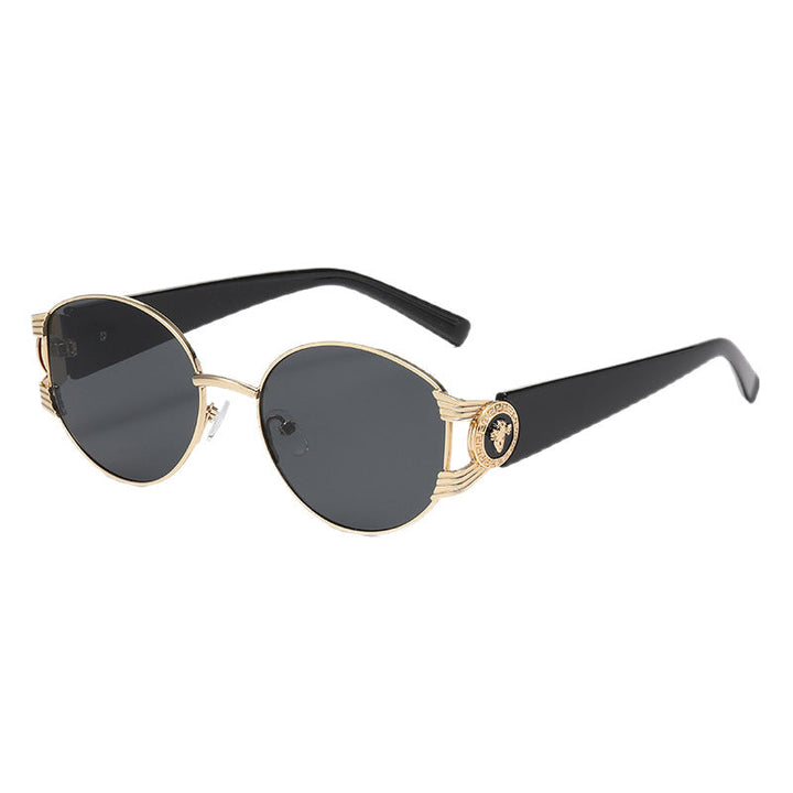 Damskie eleganckie okulary przeciwsłoneczne z luksusową metalową oprawą i lustrzanymi soczewkami