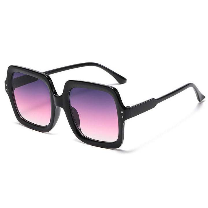 Damskie modne kwadratowe okulary przeciwsłoneczne z lustrzanymi soczewkami