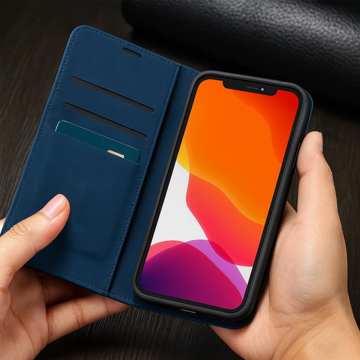 Etui na telefon skórzane magnetyczne wstrząsoodporne cienkie