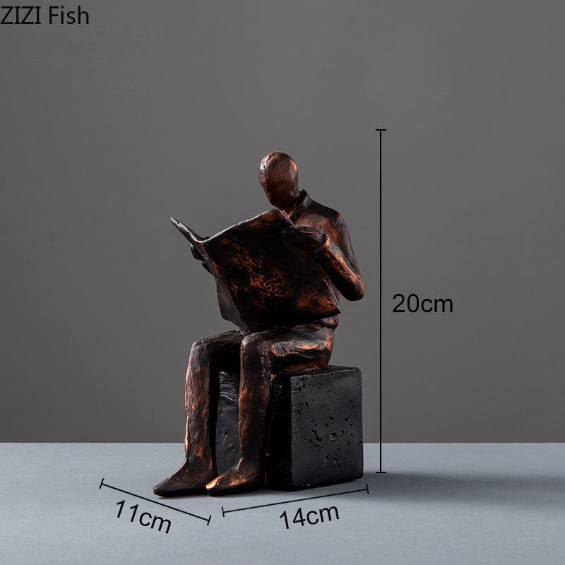 Rzeźba Czytelnika, Podstawka na Książki, Wsparcie Książkowe, Abstrakcyjna Postać, Statua z Żywicy, Dekoracja Biurkowa, Figurki, Statuetka, Skandynawski Wystrój Wnętrz