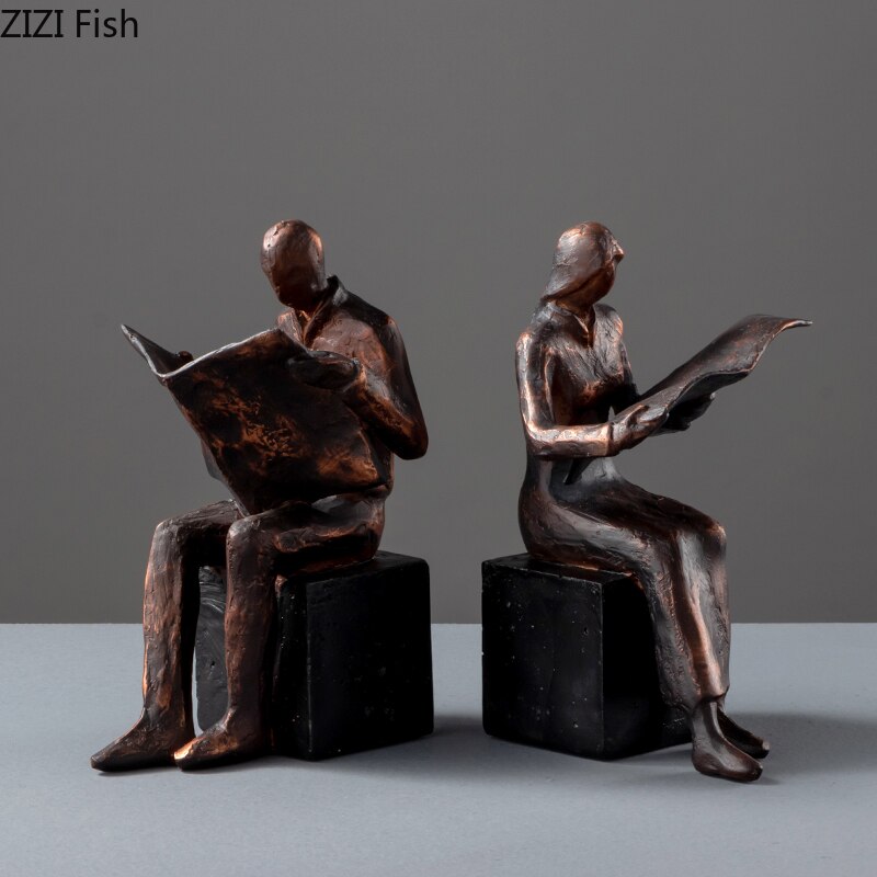 Rzeźba Czytelnika, Podstawka na Książki, Wsparcie Książkowe, Abstrakcyjna Postać, Statua z Żywicy, Dekoracja Biurkowa, Figurki, Statuetka, Skandynawski Wystrój Wnętrz