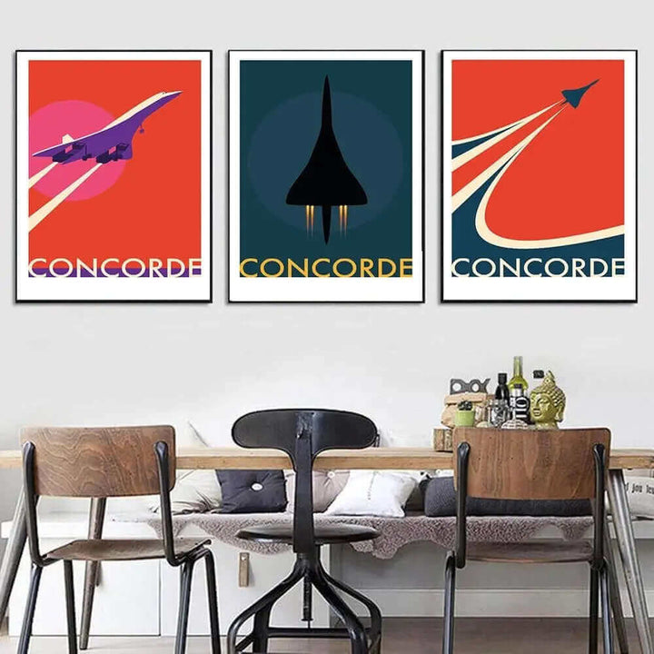 Plakat Retro Samolotu Concorde na Płótnie