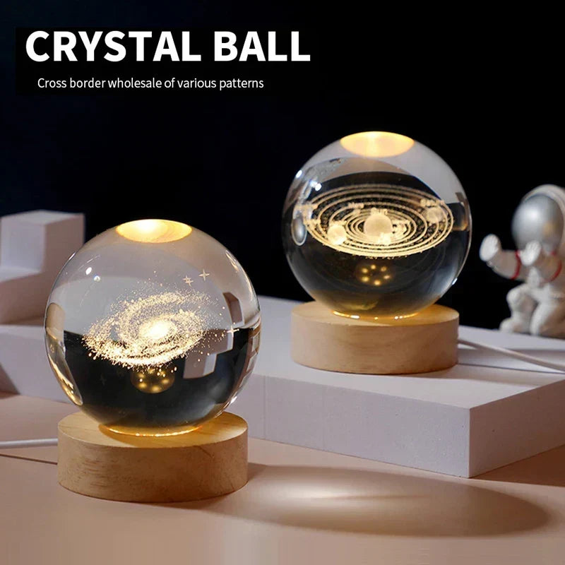 Astranova Galaxy Night Light | LED Kryształowa Kula z Wzorem Drogi Mlecznej | Ciepłe Białe Światło | Kreatywny Prezent dla Dzieci i Dorosłych