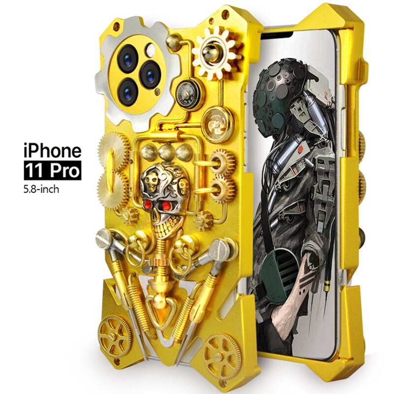 Mechaniczna Czaszka w Stylu Cyberpunk - Etui na iPhone