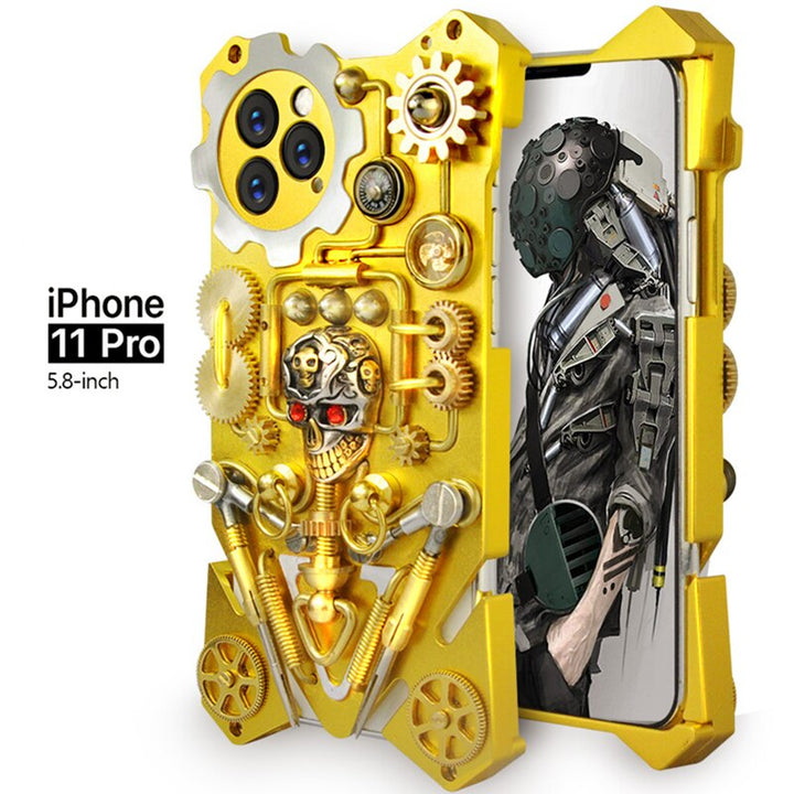 Mechaniczna Czaszka w Stylu Cyberpunk - Etui na iPhone