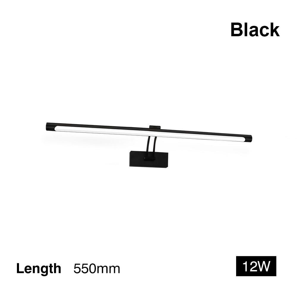Lampa ścienna LED 80-100 cm - Nowoczesne czarno-srebrne oświetlenie ścienne do łazienki, wewnętrznie montowane światło do obrazów