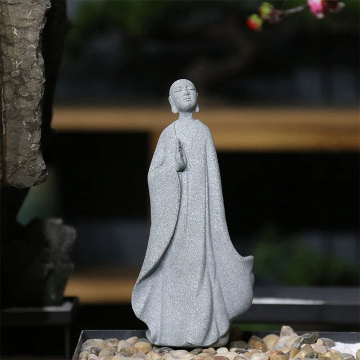 Mała figura Buddy z kamienia - buddyjscy mnisi, figury buddyzmu tybetańskiego, ornament do ogrodu zen, dekoracja do akwariów, medytacja w domu