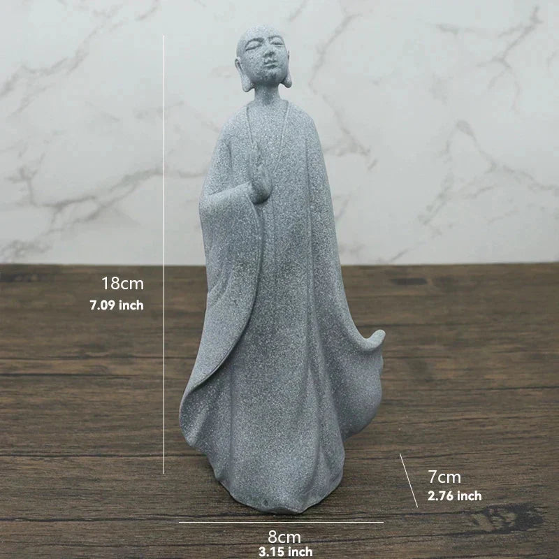 Mała figura Buddy z kamienia - buddyjscy mnisi, figury buddyzmu tybetańskiego, ornament do ogrodu zen, dekoracja do akwariów, medytacja w domu