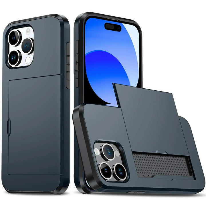 Etui LuxShield na iPhone z kieszonką na karty | Smukły design | Przechowywanie kart | Ochrona i styl