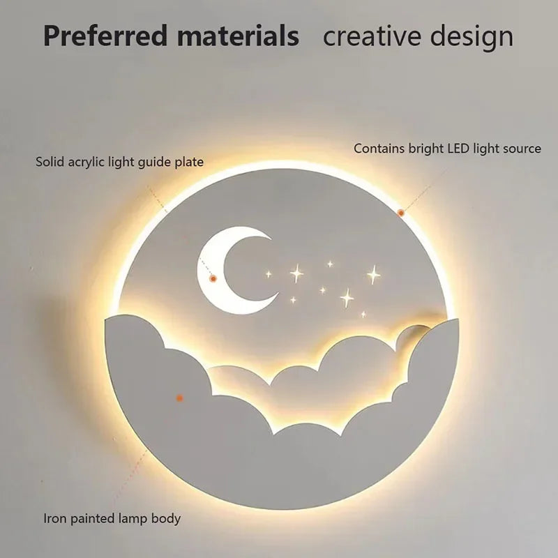 Lampa ścienna LED z księżycem i gwiazdami