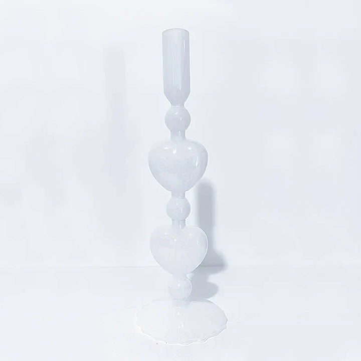 Retro Taper Candle Holder Czerwony Kształt Serca Szklany Świecznik Dekoracja Stołowa na Ślub Dom Party Wazon Szklany Dekoracja