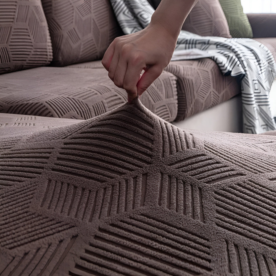 Pokrowiec na sofę Jacquard z geometrycznym wzorem – Miękki i przyjazny dla zwierząt | Idealny do ochrony i przytulnych przestrzeni życiowych |