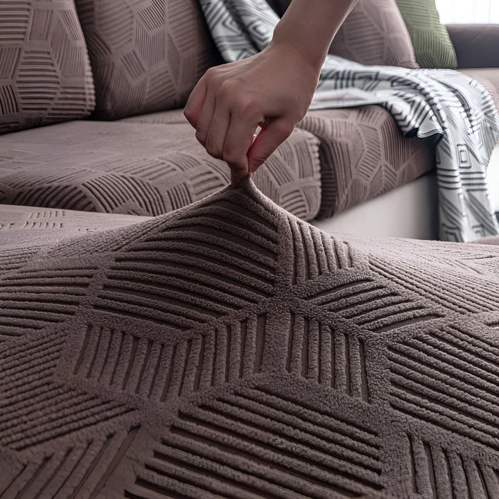 Pokrowiec na sofę Jacquard z geometrycznym wzorem – Miękki i przyjazny dla zwierząt | Idealny do ochrony i przytulnych przestrzeni życiowych |